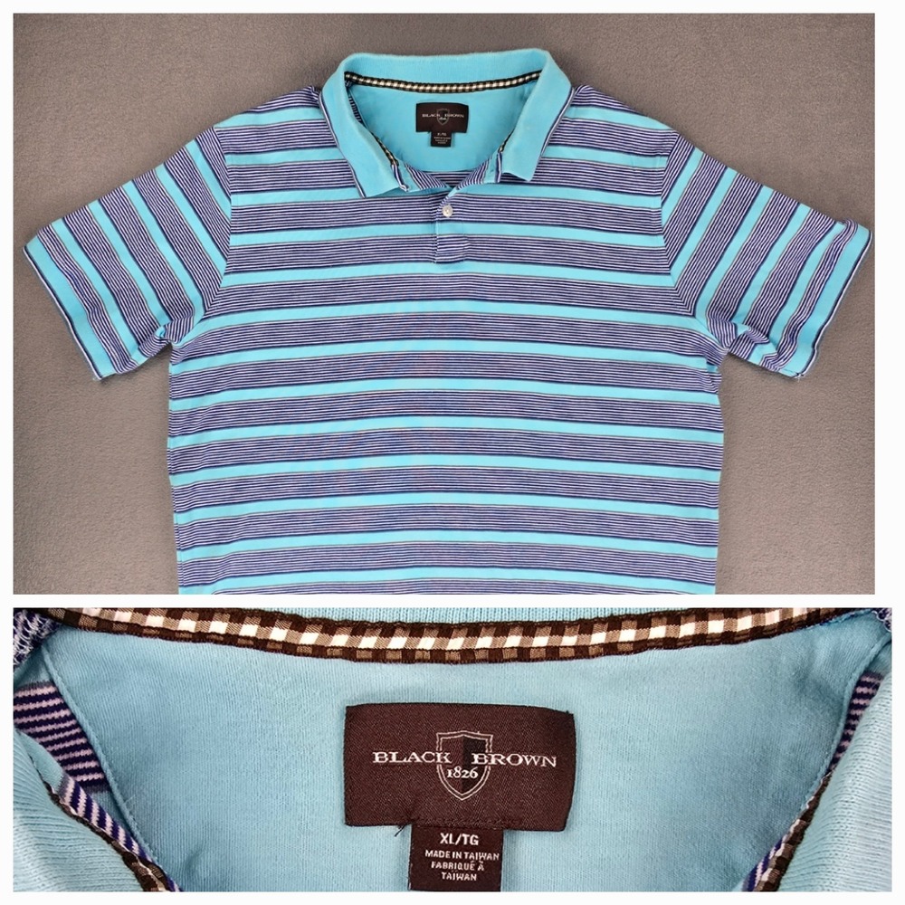 Black Brown 1826 Striped Polo Shirt Men's XL Colorful Miami‎ Golf Yacht Boat